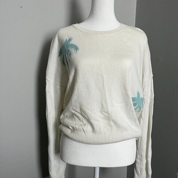 Larisa Palm Tree Sweater by ZSupply - White - Size M Resortwear - Picture 2 of 5
